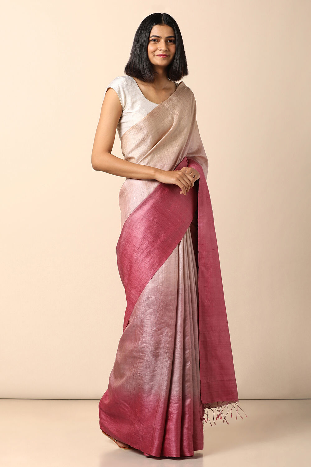 Multicolored Pure Tussar Woven Saree image number null