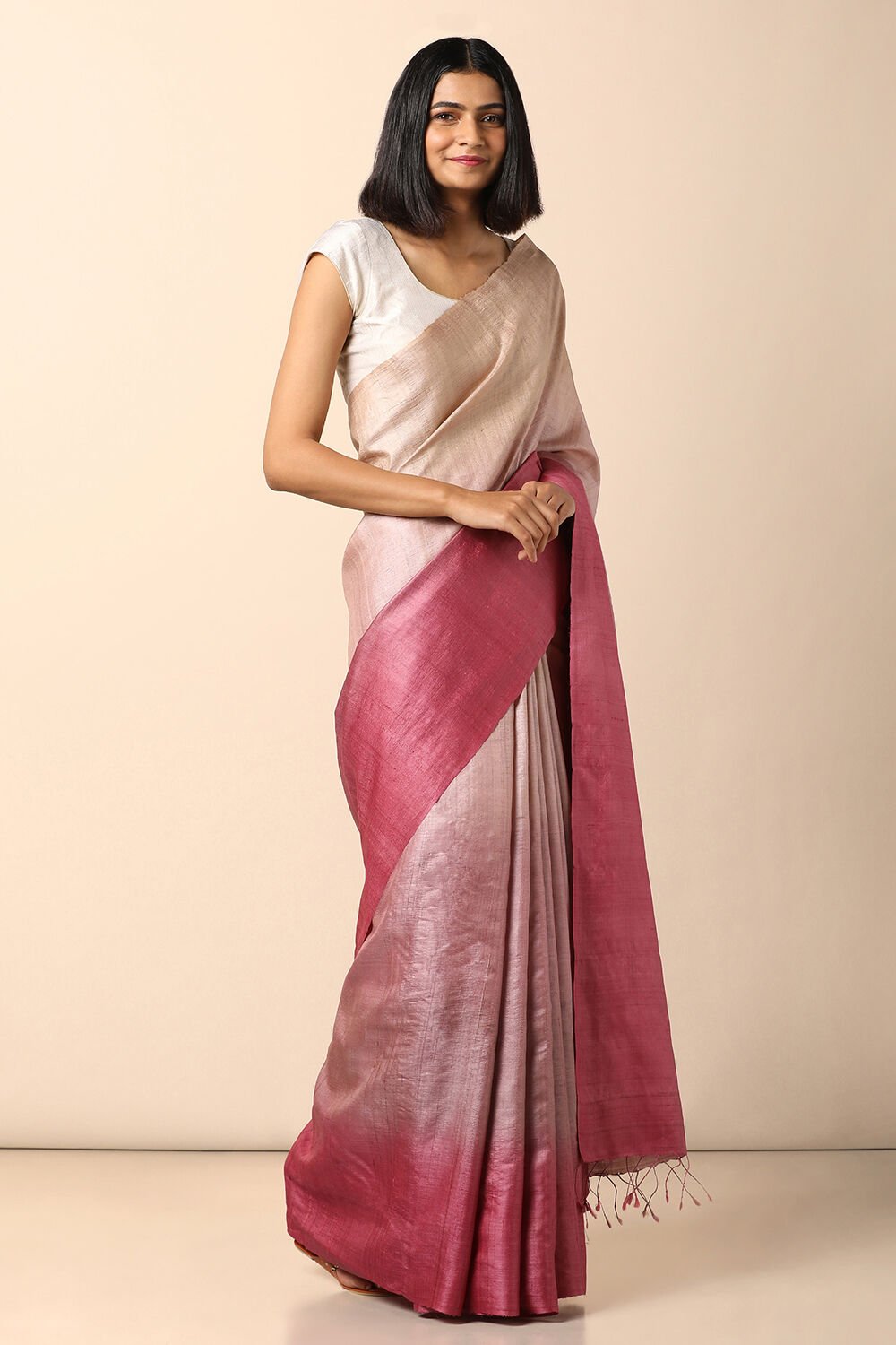 Multicolored Pure Tussar Woven Saree image number null