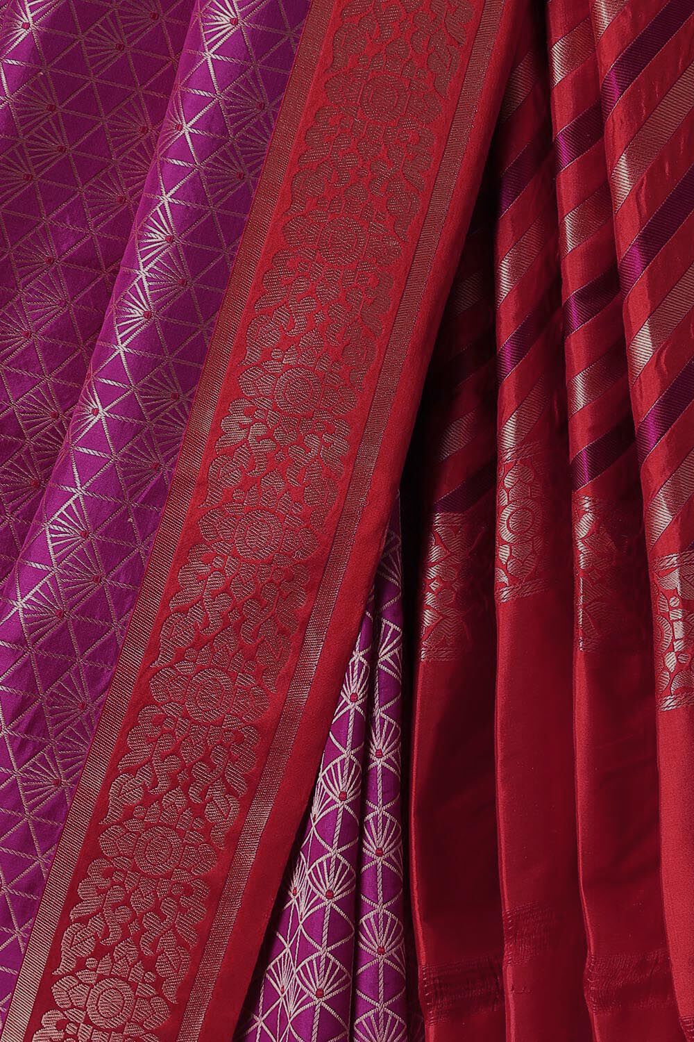 Purple Pure Silk Banarasi Brocade Saree image number null