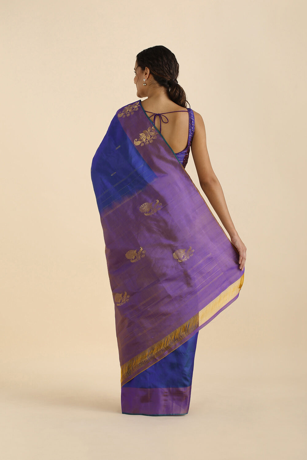 Dark Blue Pure Silk Kanjivaram Saree image number null