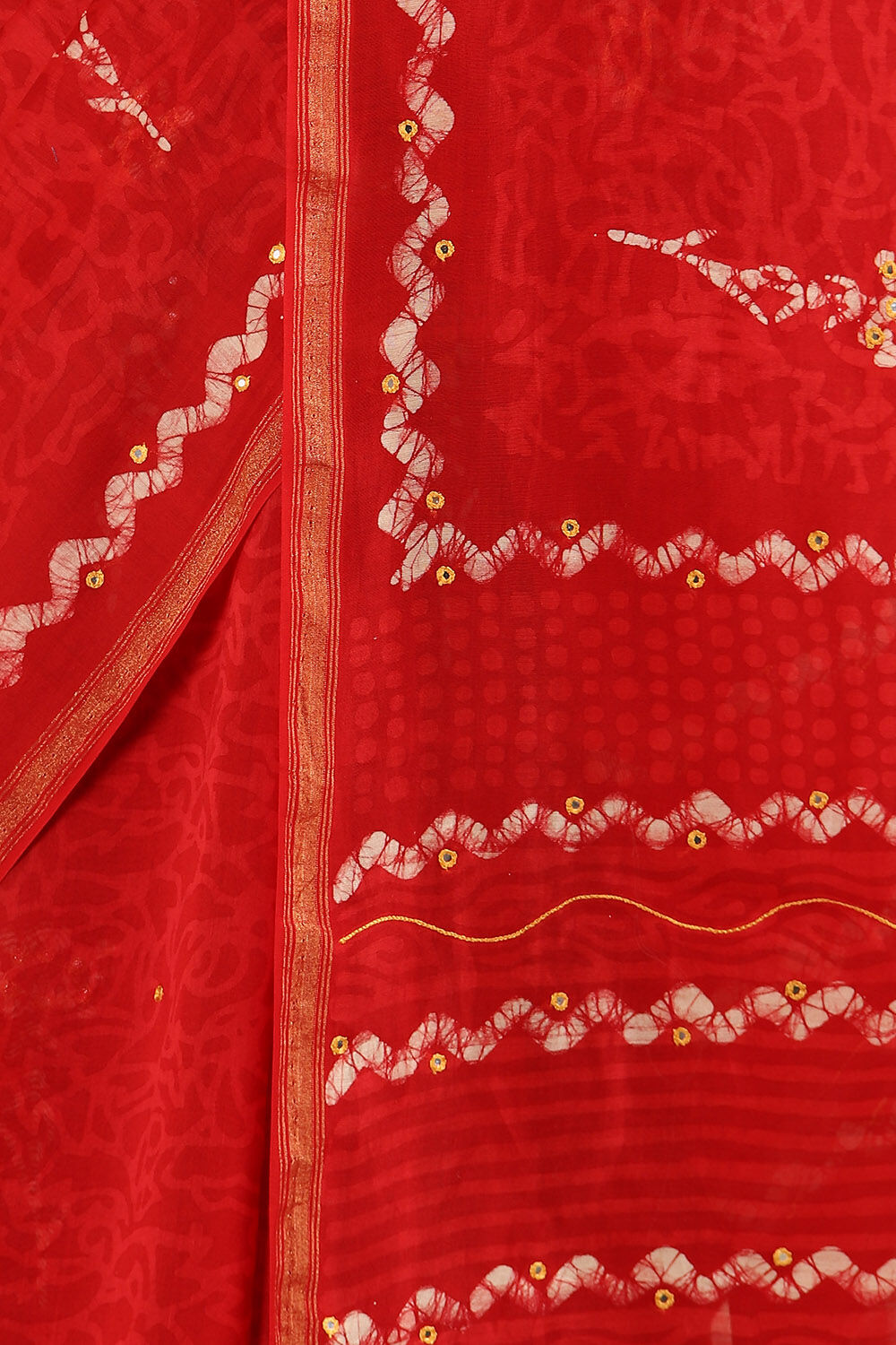 Red Pure Silk Cotton Chanderi Saree image number null