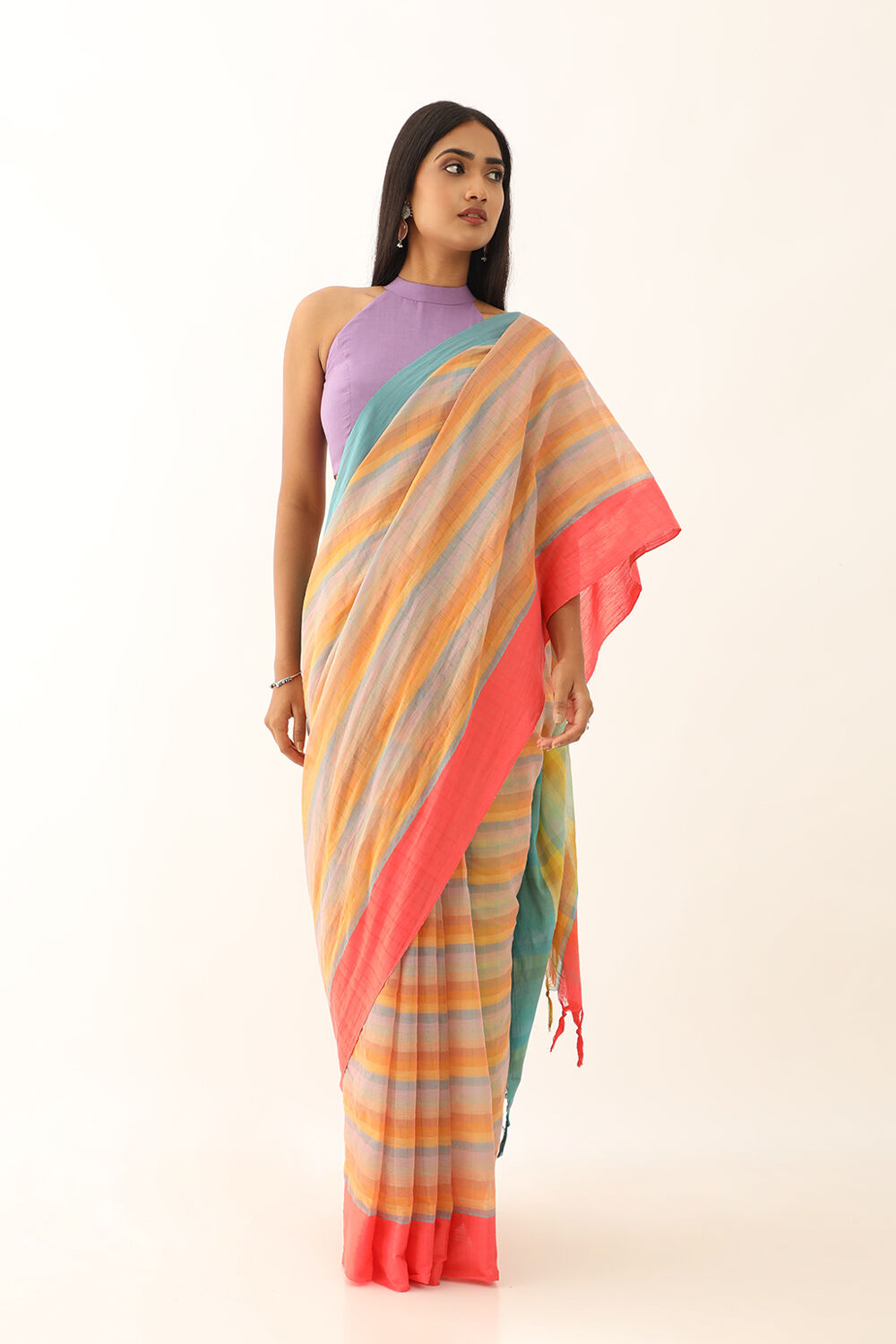 Multicoloured Pure Cotton Woven Narayanpet Saree image number null
