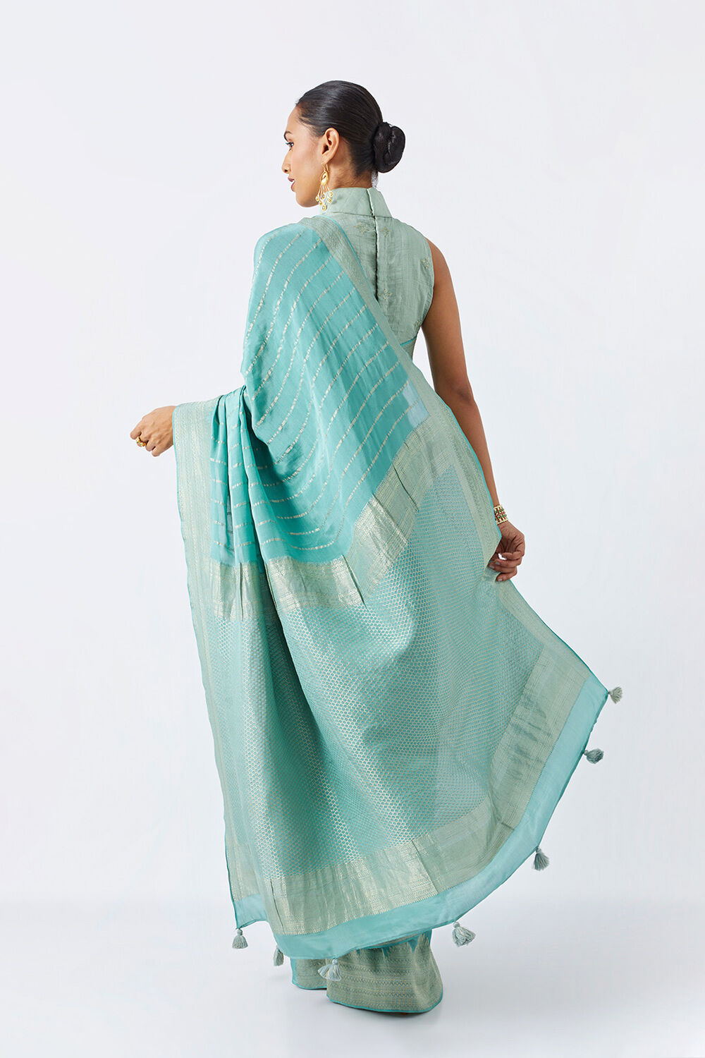 Light Green Pure Crepe Woven Saree image number null
