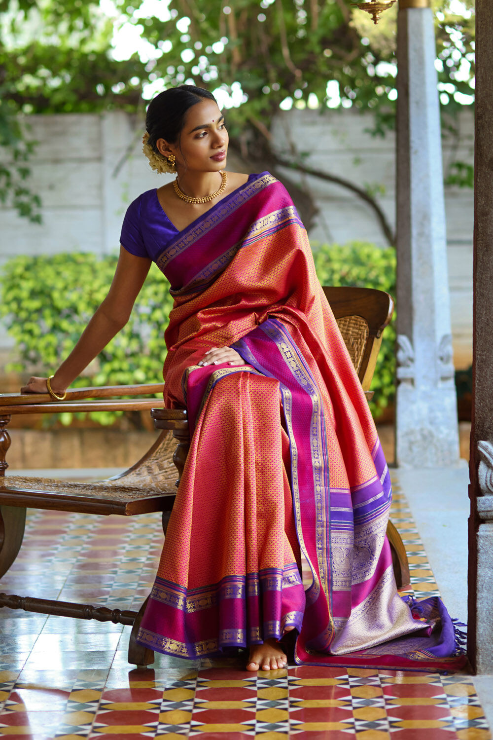 Red Woven Pure Silk Kanjivaram Saree image number null