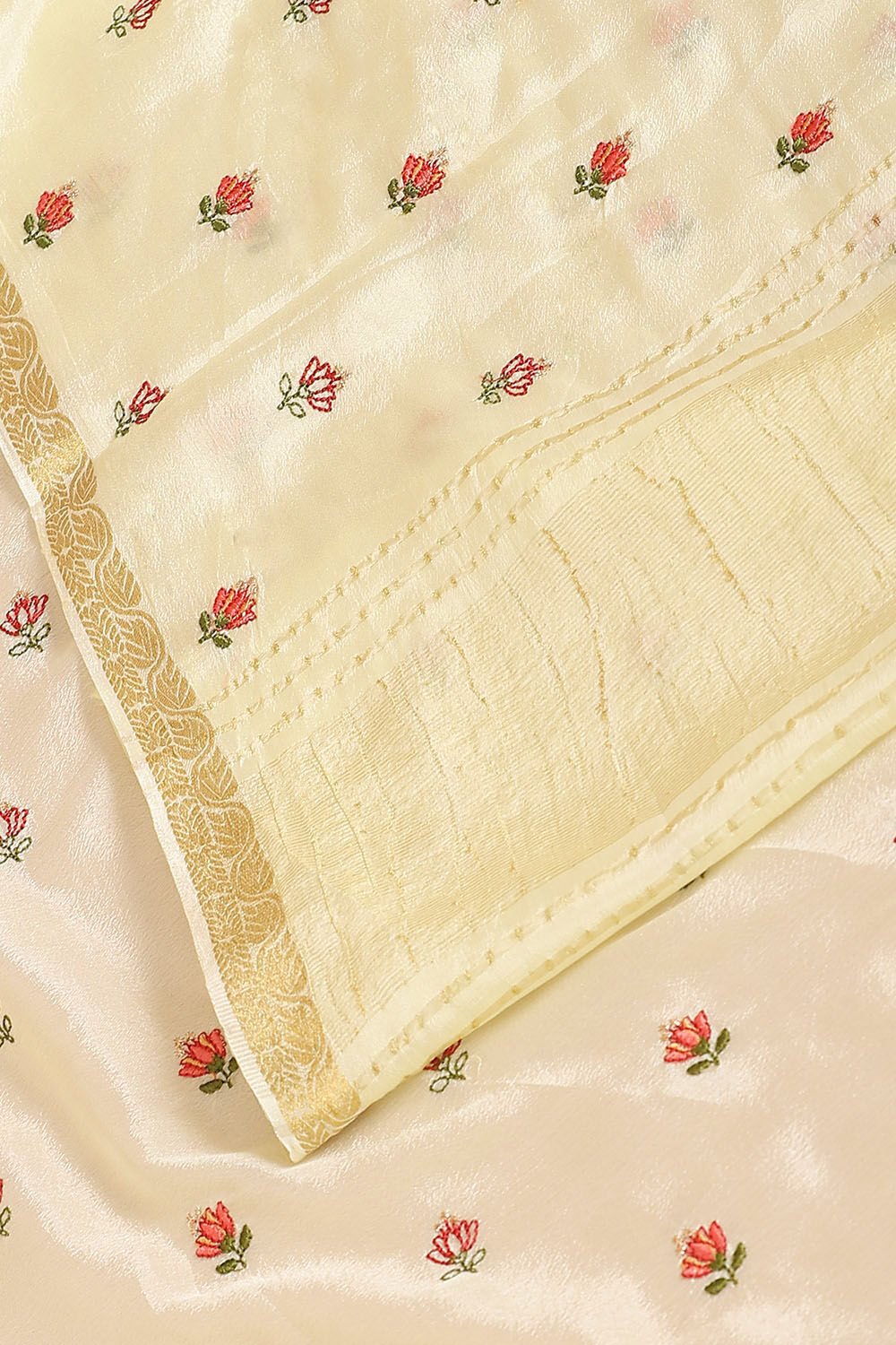 Light Pure Yellow Viscose Embroidered Saree image number null