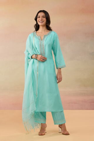 Light Blue Pure Viscose Embroidered Kurta Set thumbnail image number null