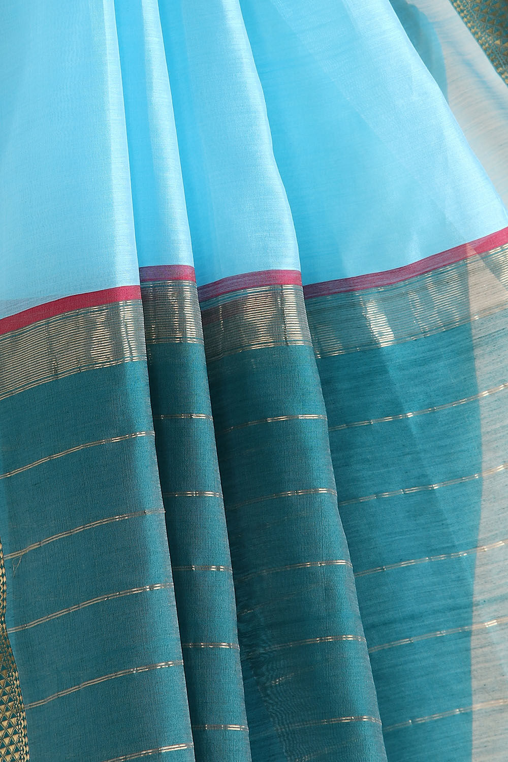 Light Blue Pure Silk Cotton Maheswari Saree image number null
