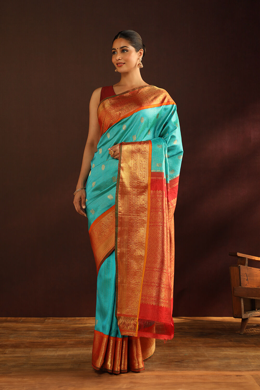 Blue Woven Pure Silk Kanjivaram Saree image number null