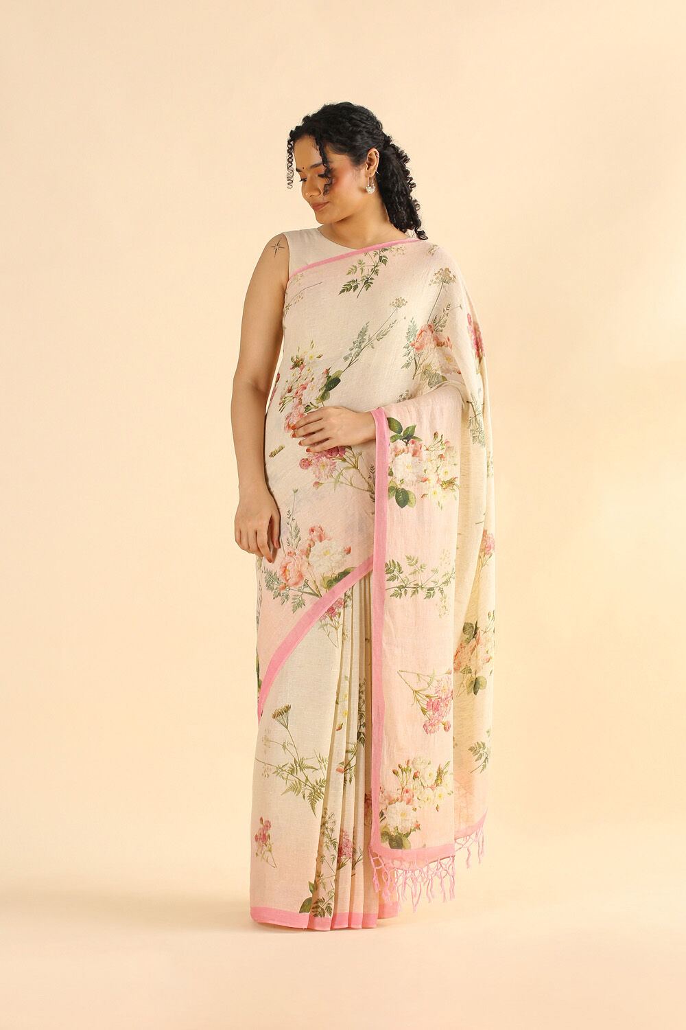 Light Pure Pink Linen Digital Printed image number null