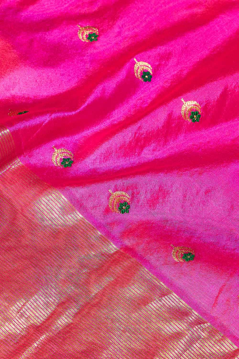 Pink Woven Pure Silk Chanderi Saree image number null