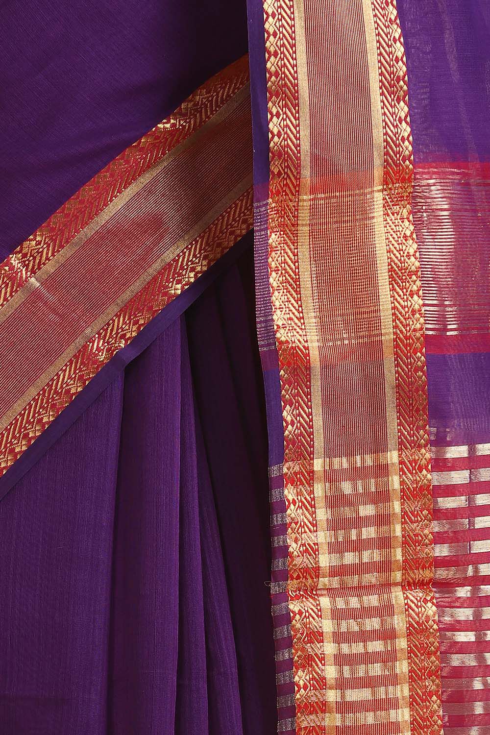 Purple Pure Silk Cotton Maheshwari Saree image number null