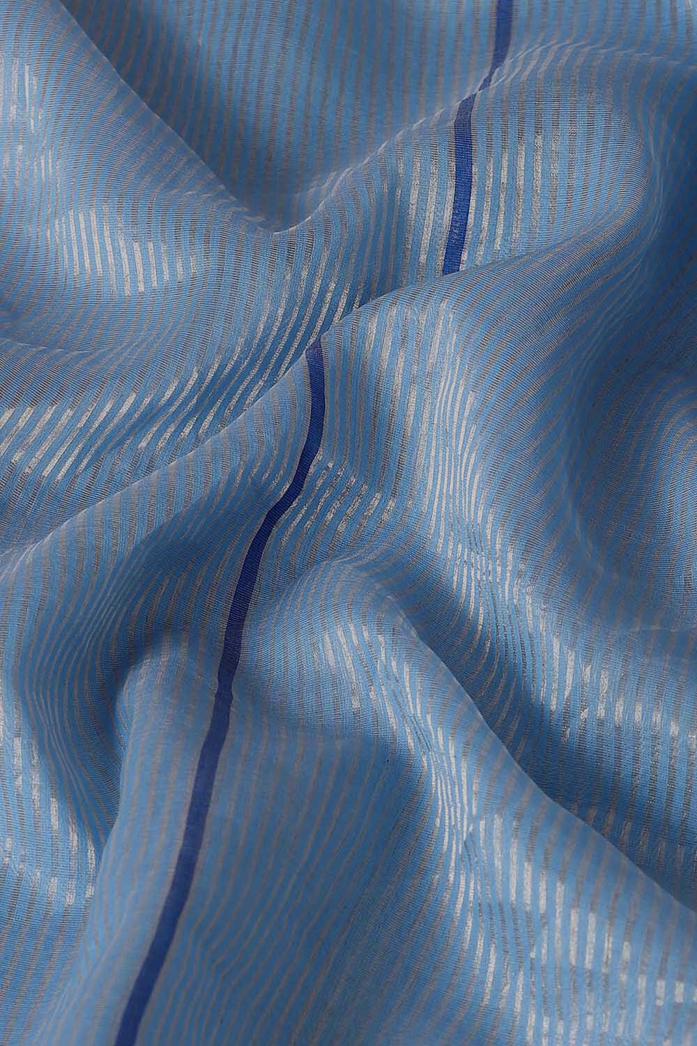 Blue Pure Silk Cotton Embroidered Saree image number null