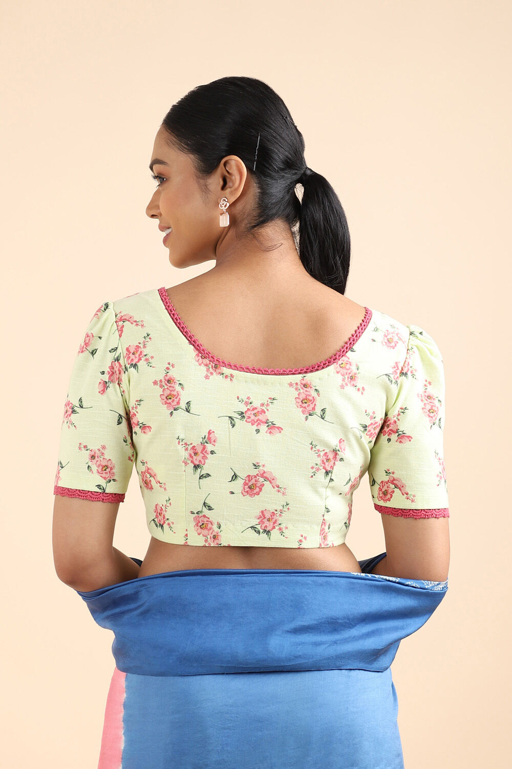 Light Green Printed Viscose Blouse image number null