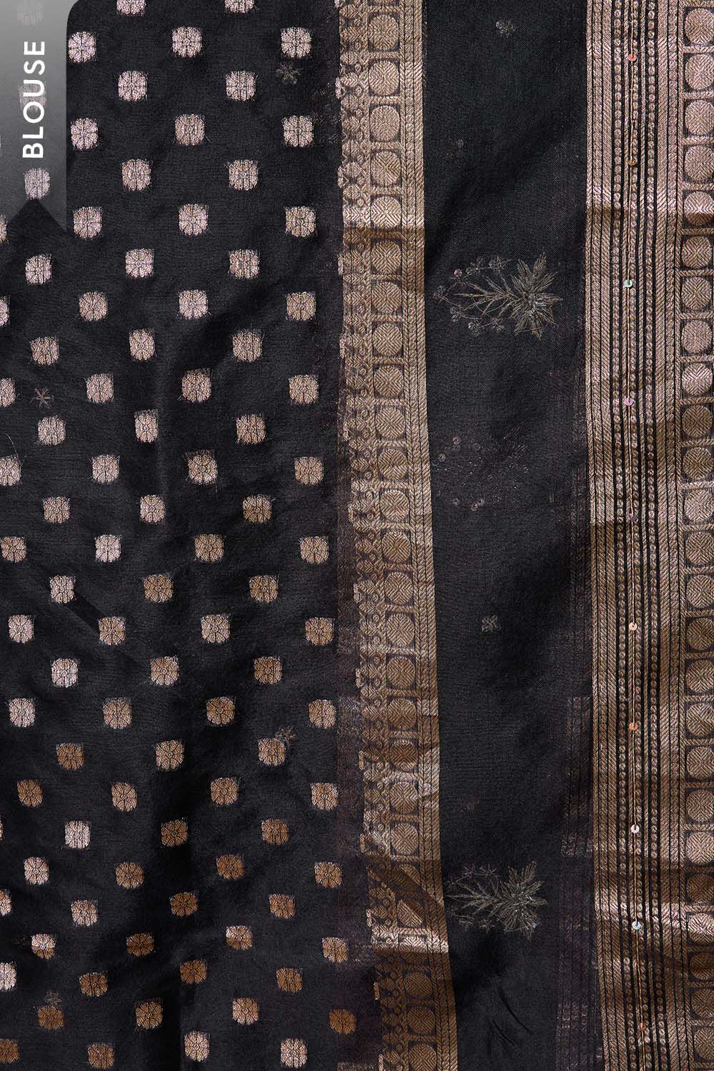 Black Pure Silk Organza Embroidered Saree image number null