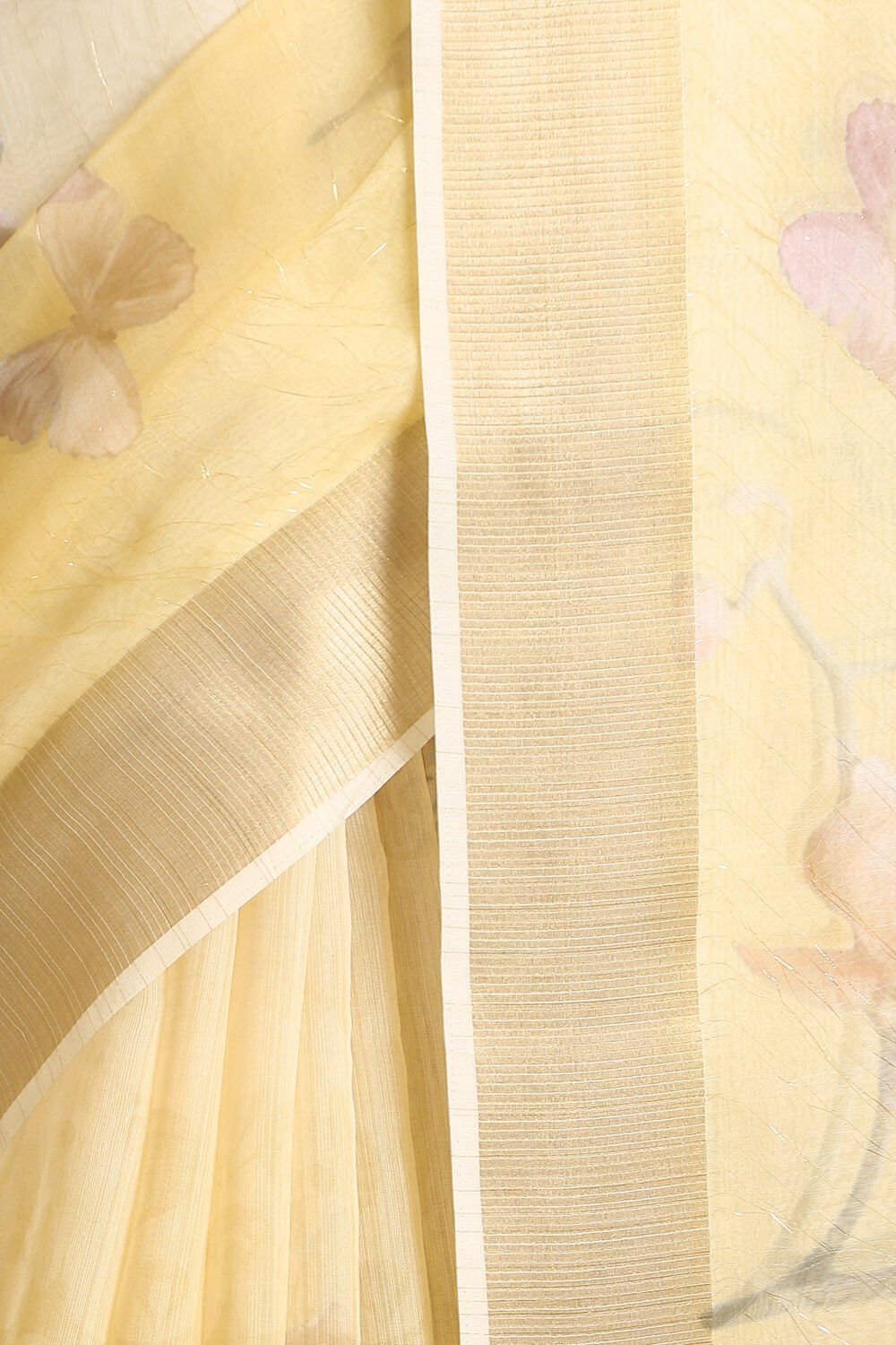 Yellow Pure Embroidered Saree image number null