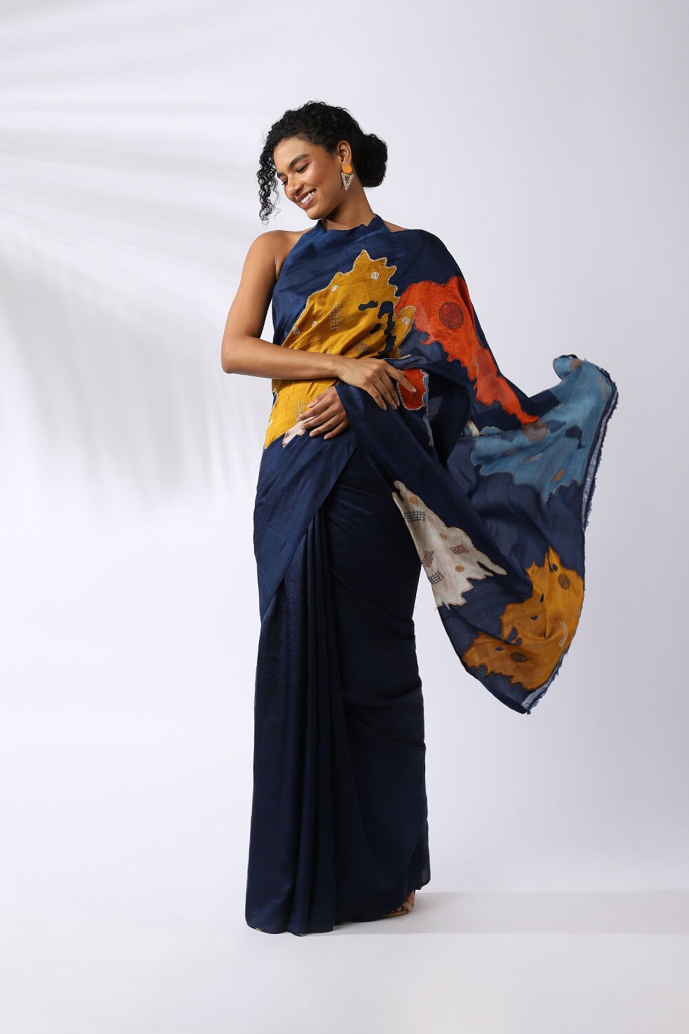 Blue Silk Batik Saree image number null