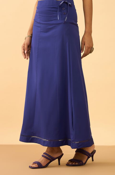 Blue Woven Cotton Lycra Inskirt