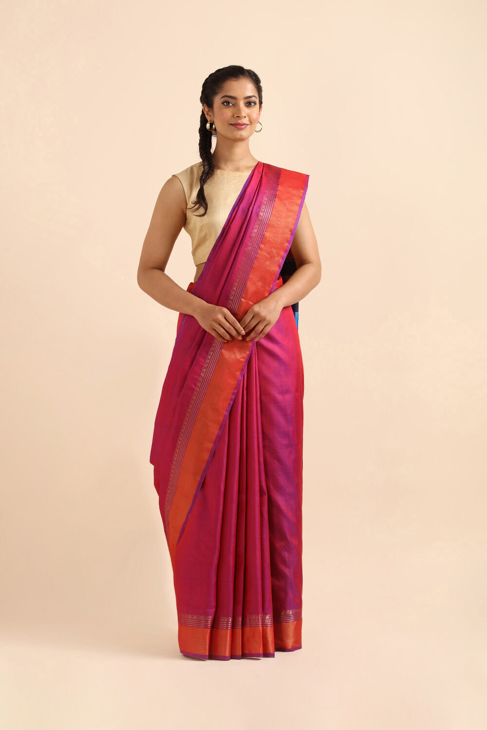 Red Pure Silk Woven Saree image number null