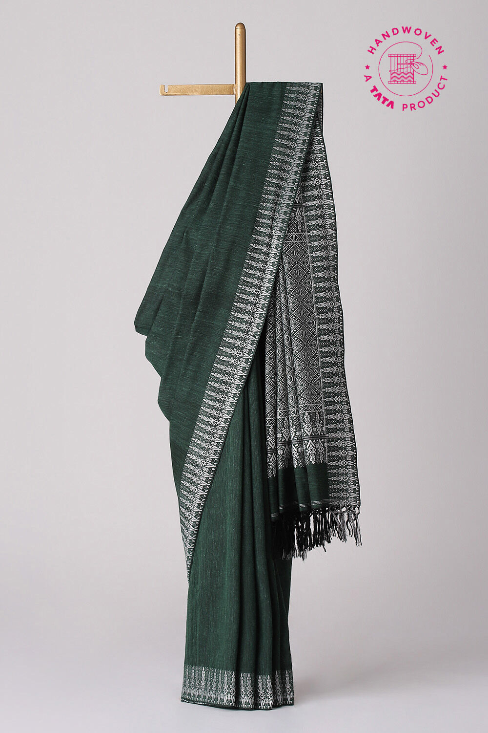 Dark Green Modal Eri Assam Saree image number null