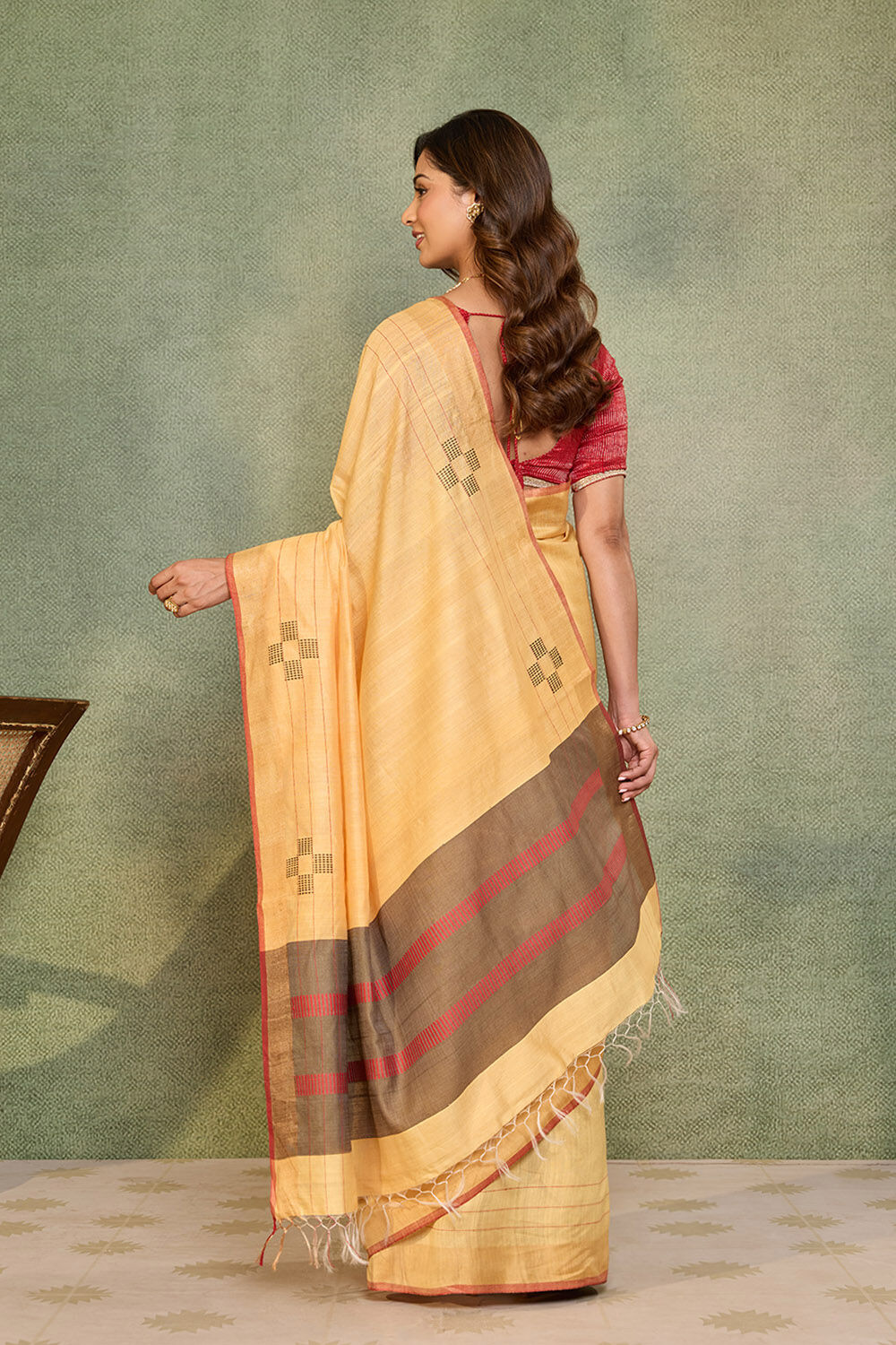 Light Orange Bhagalpur Woven Silk Viscose Saree image number null