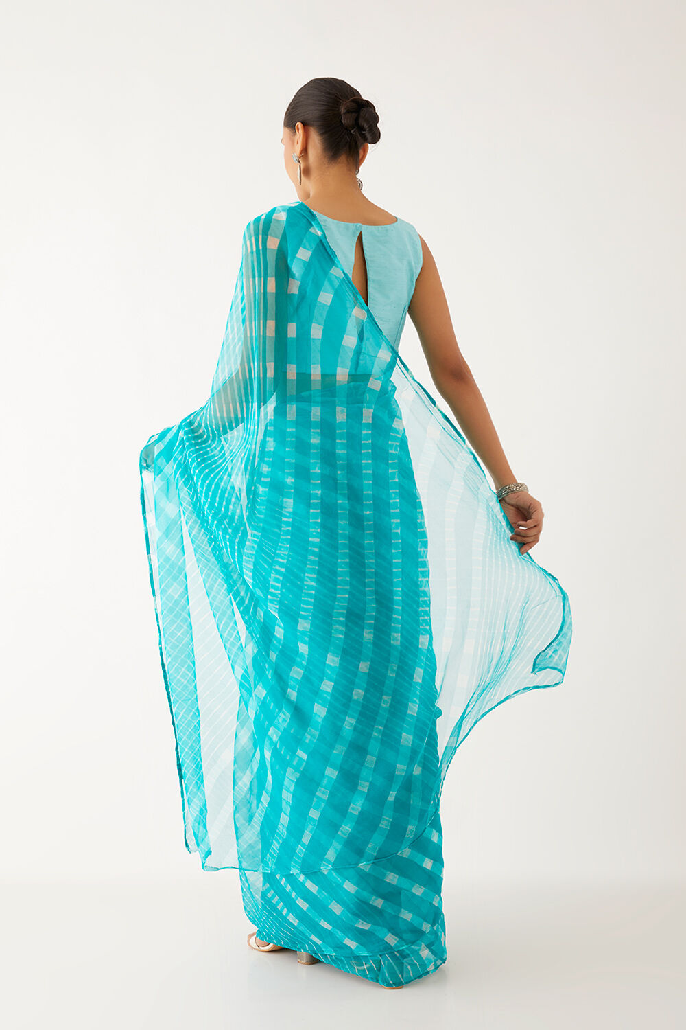 Green Pure Chiffon Leheriya Saree image number null