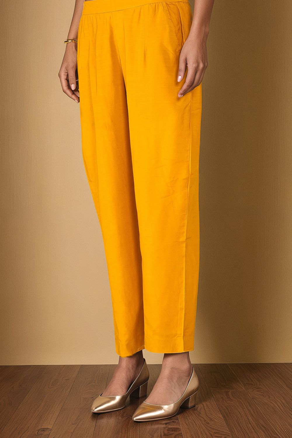Dark Yellow Viscose Embroidered Kurta Set image number null