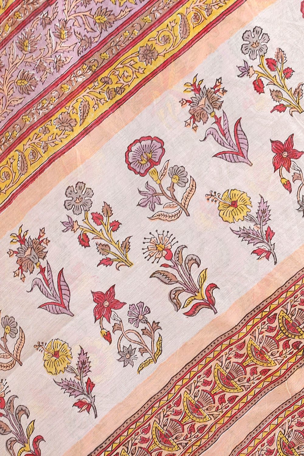 Light Violet Pure Silk Cotton Sanganeri Printed Saree image number null