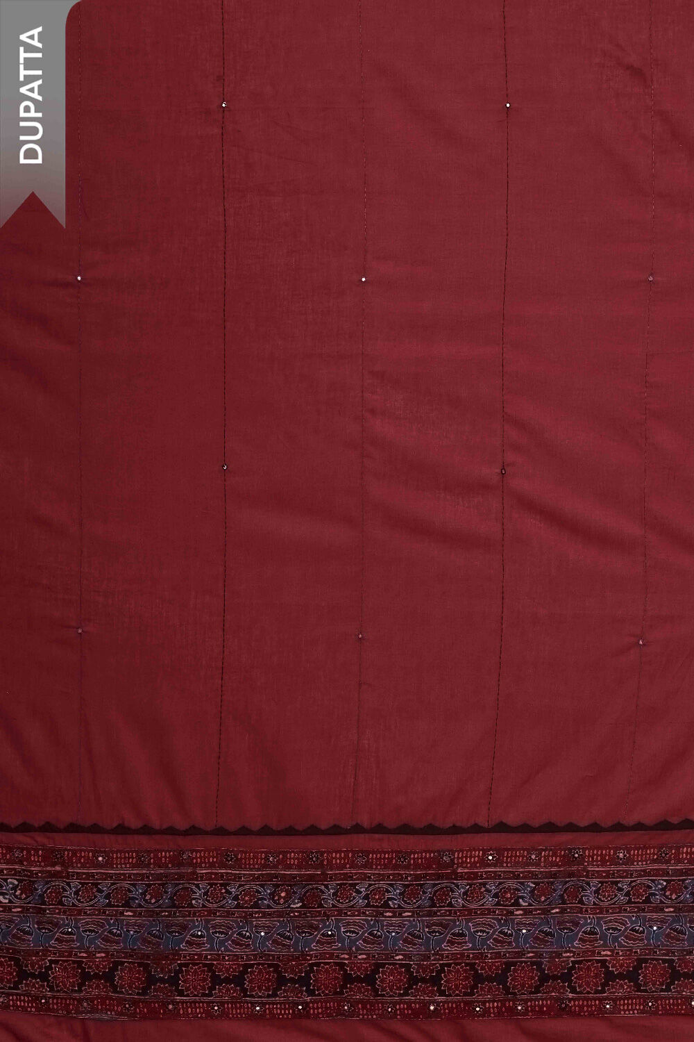 Maroon Pure Cotton Ajrakh Unstitched Suit Set image number null