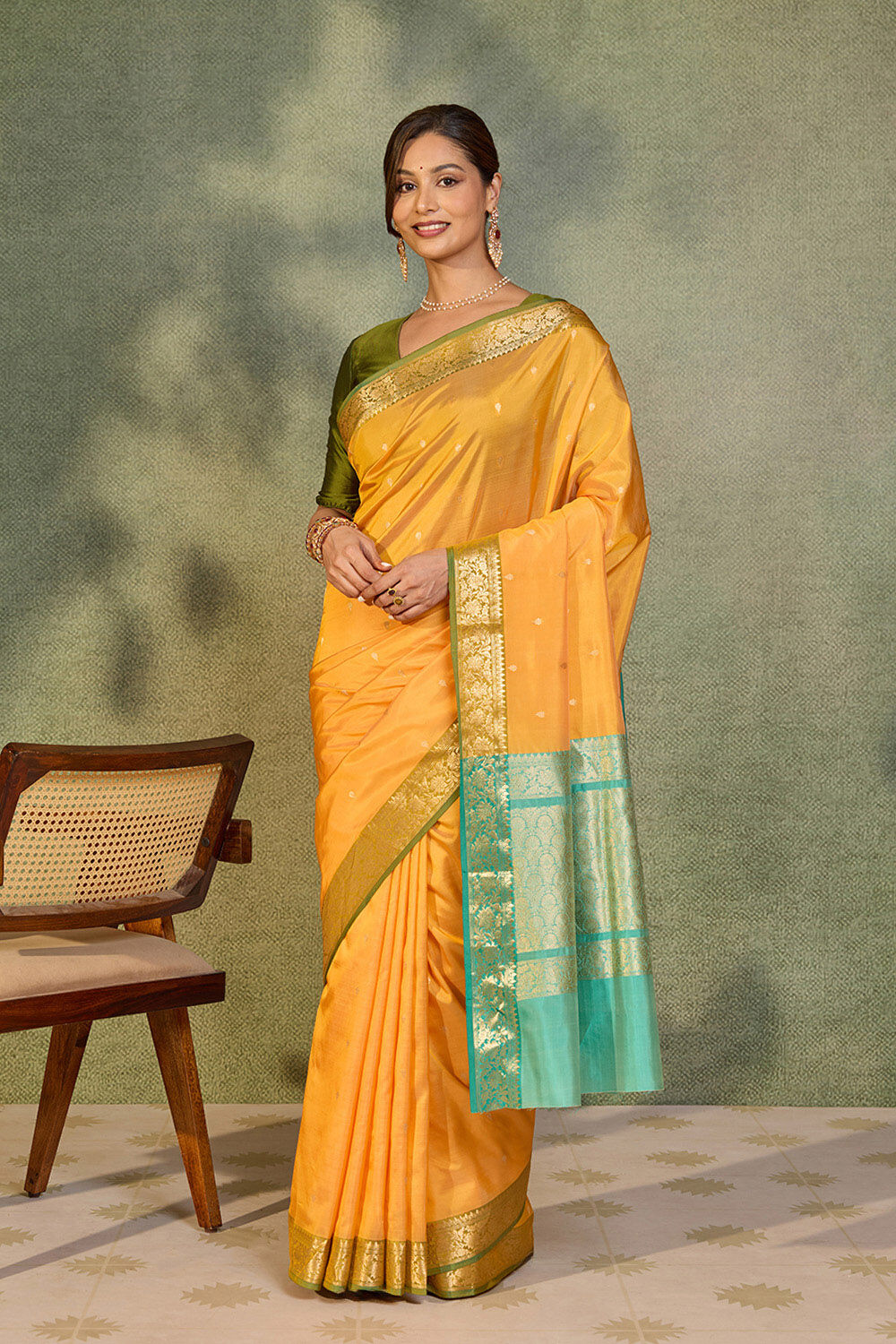 Light Yellow Silk Viscose Cutwork Banaras  Saree image number null