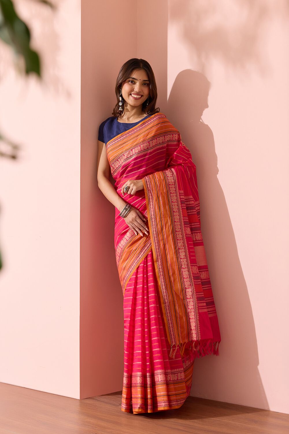 Pink Woven South Pure Cotton Saree image number null
