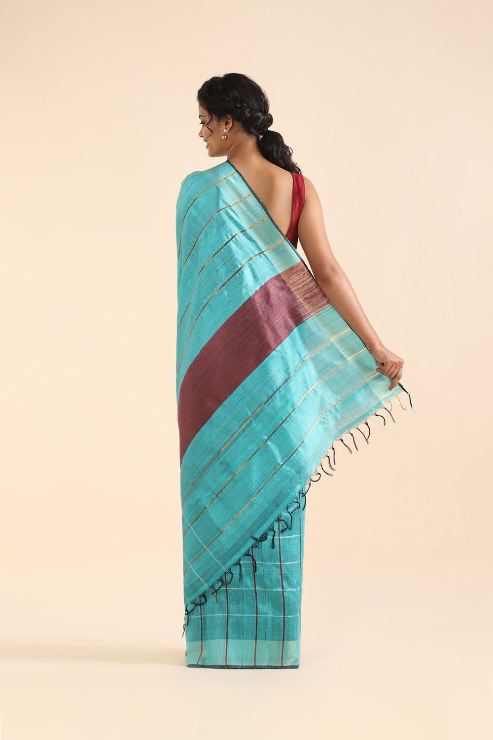 Blue Pure Tussar Silk Bhagalpuri Saree image number null