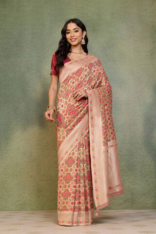 Light Pink Woven Pure Viscose Saree thumbnail image number null