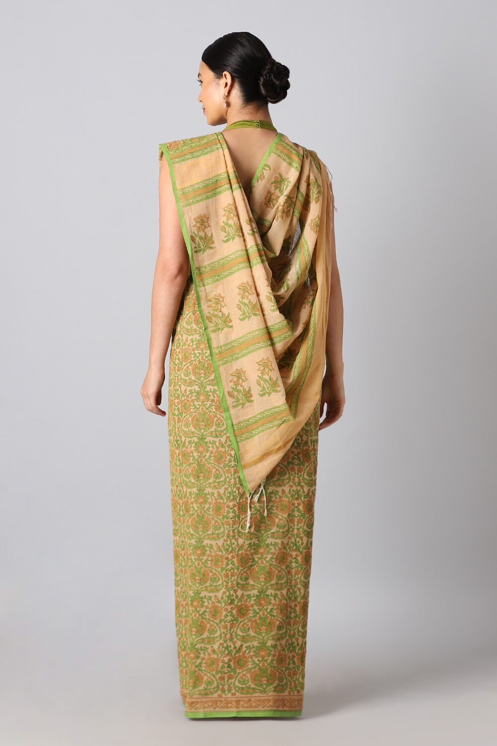 Brown Pure Cotton Printed Saree image number null