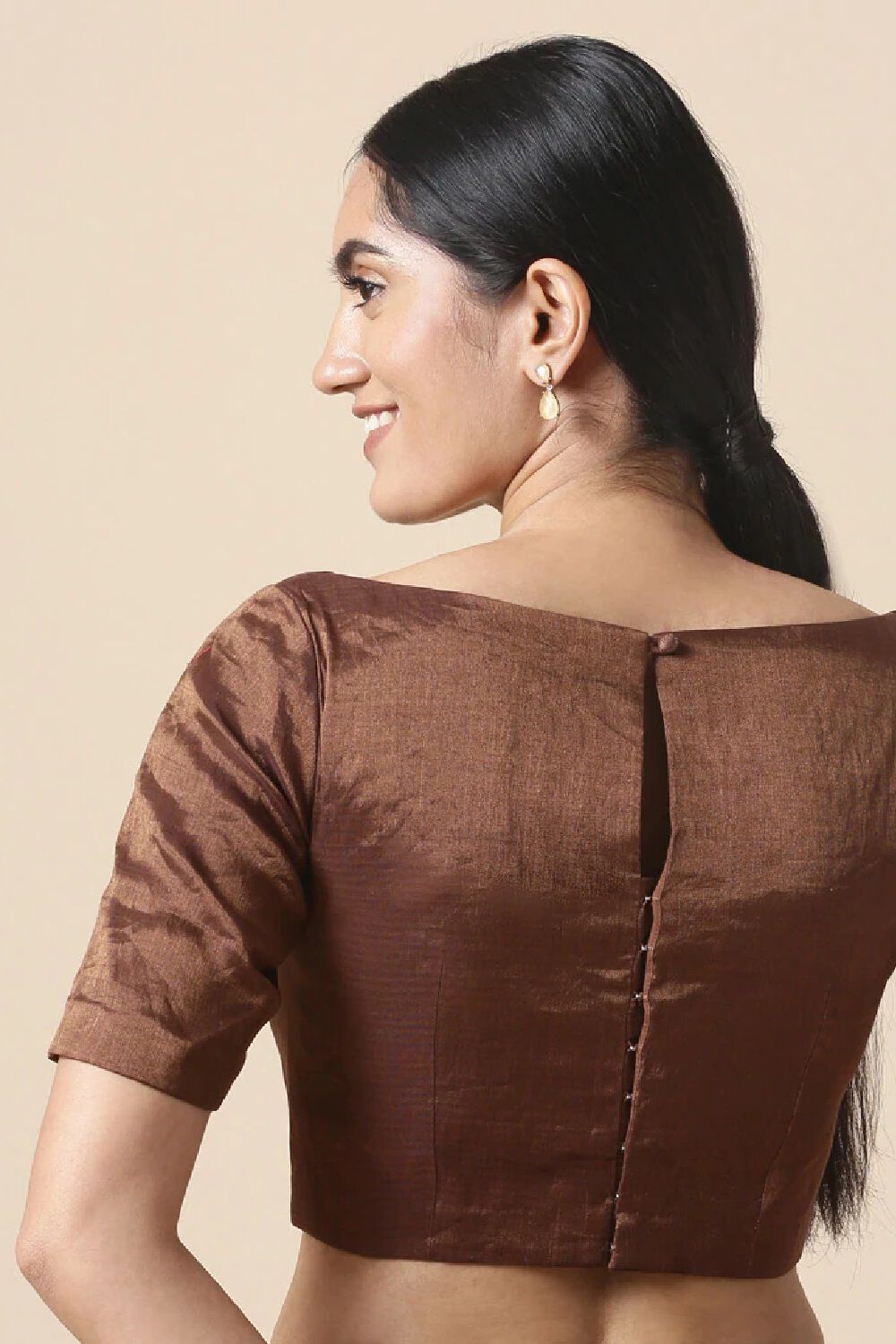 Coffee Brown Tissue Cotton Blouse image number null