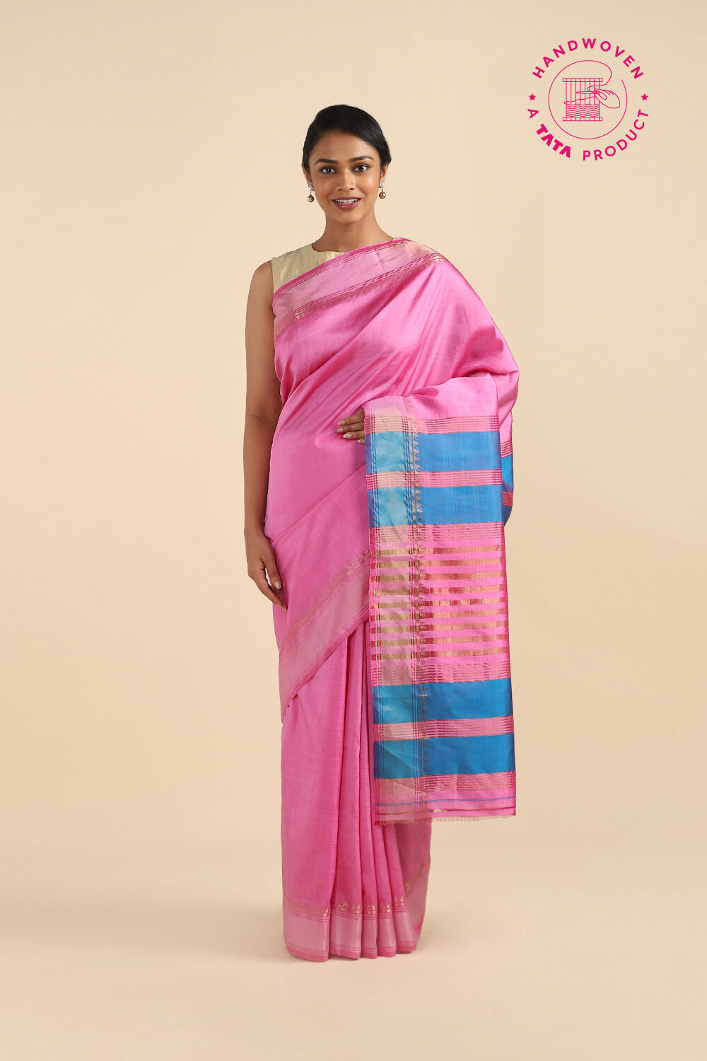 Light Pink Pure Silk Woven Saree image number null