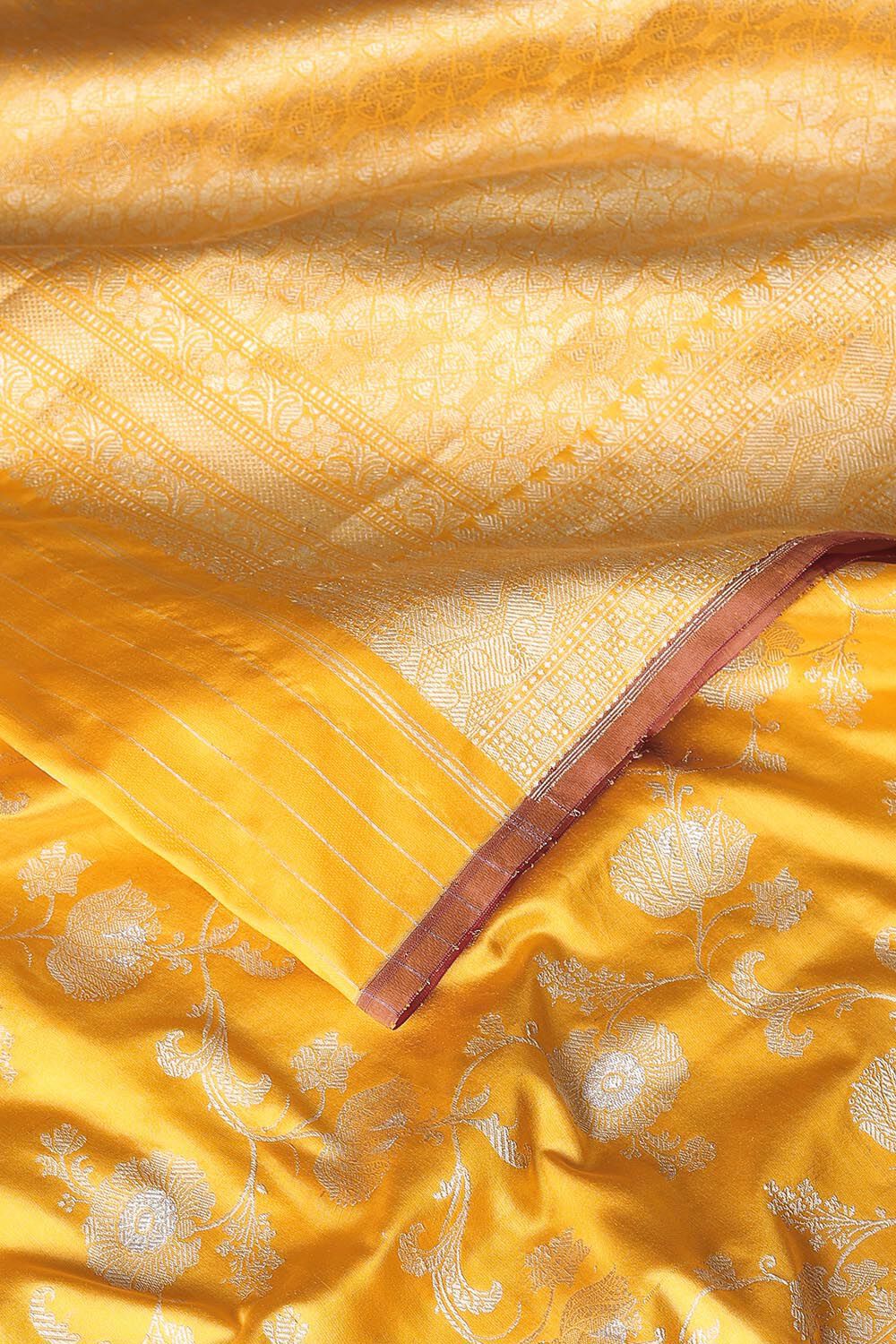 Yellow Pure Silk Banarasi Saree image number null