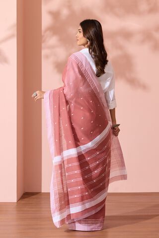 Light Red Woven Design Pure Silk Cotton Chanderi Saree thumbnail image number null