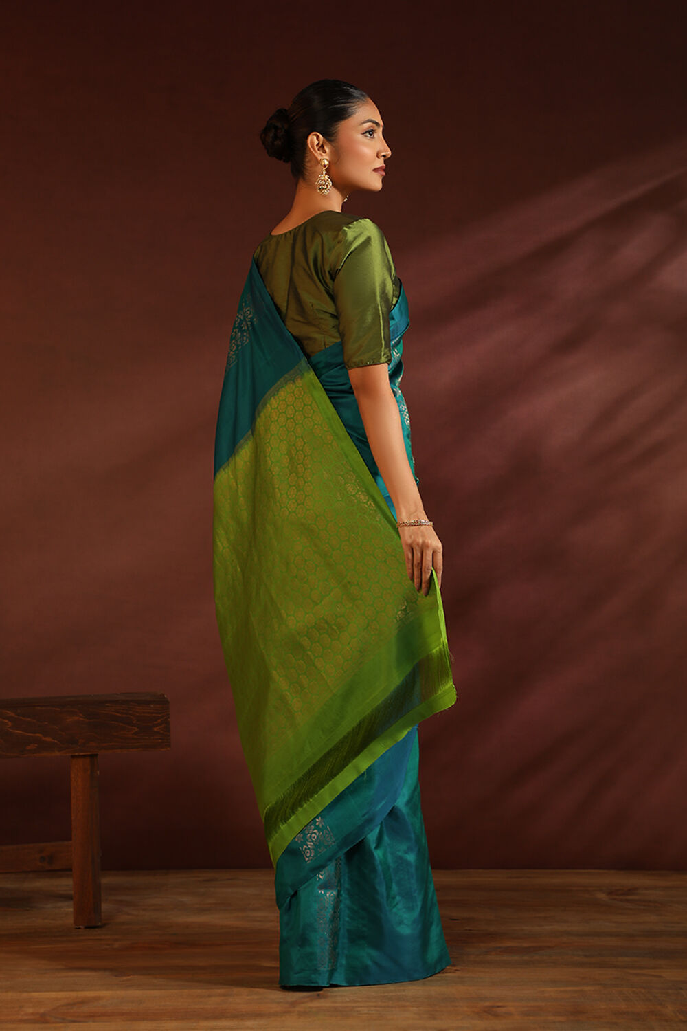 Teal South Pure Silk Woven Saree image number null