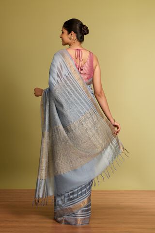 Grey Bhagalpur Woven Silk Tencel Saree thumbnail image number null