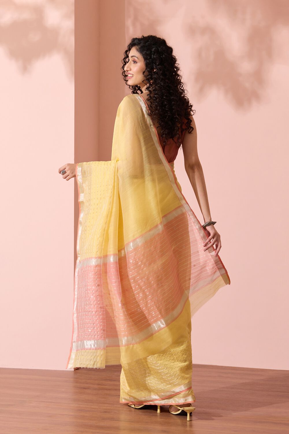 Light Yellow Woven Pure Silk Cotton Chanderi Saree image number null