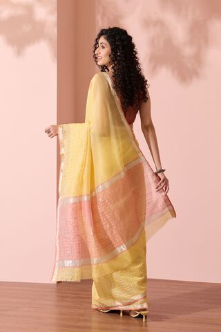 Light Yellow Woven Pure Silk Cotton Chanderi Saree thumbnail image number null