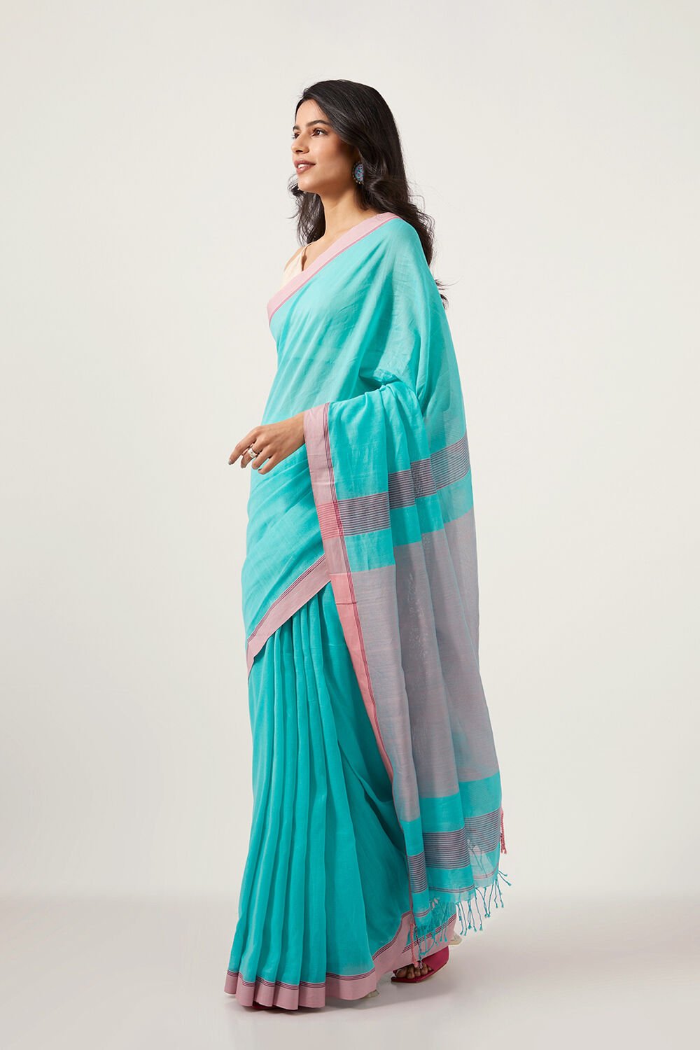 Blue Pure Cotton Bengal Saree image number null