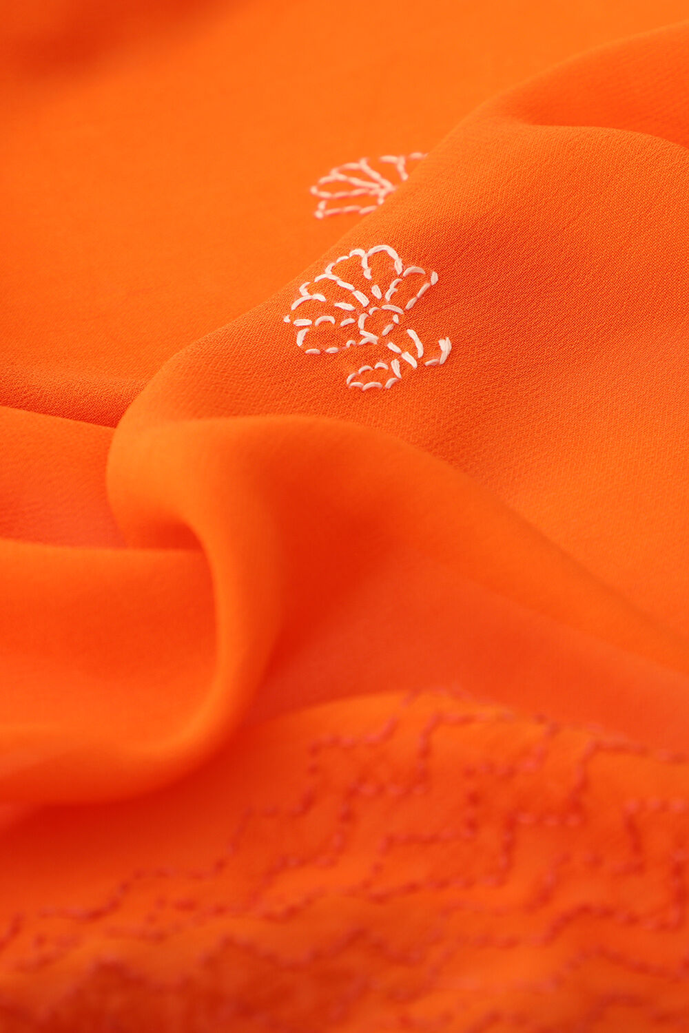 Orange Pure Silk Georgette Lucknow Chikankari Saree image number null
