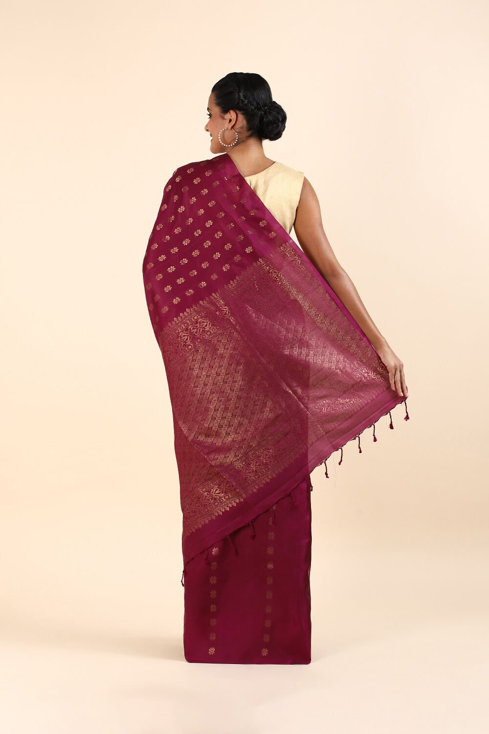 Dark Pink Pure Soft Silk Saree image number null