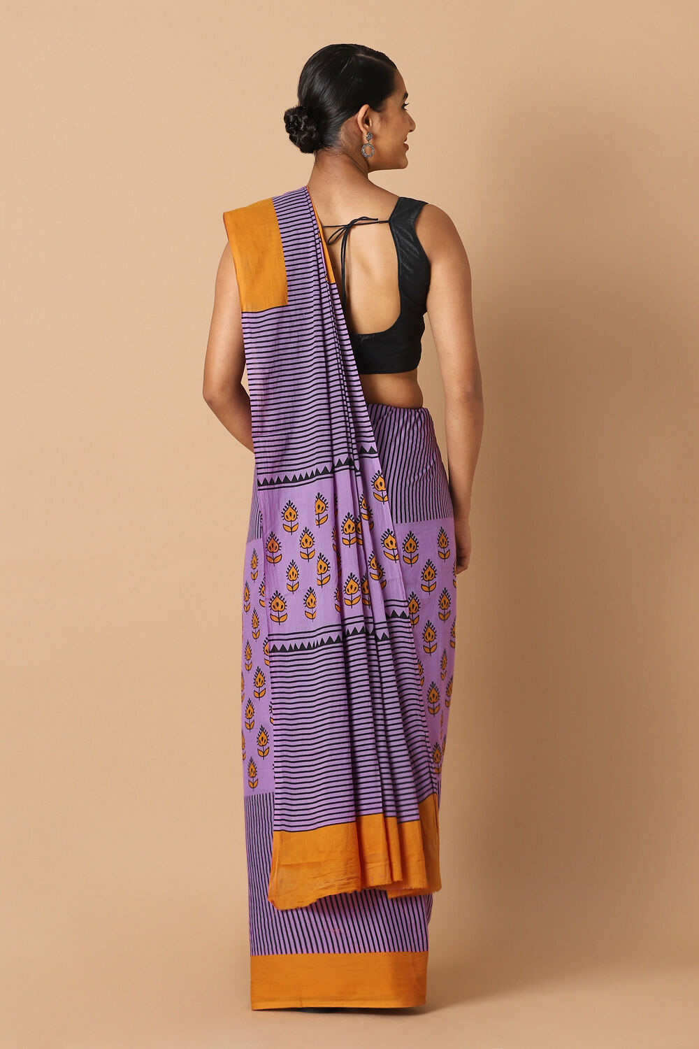 Light Pure Violet Cotton Printed Saree image number null