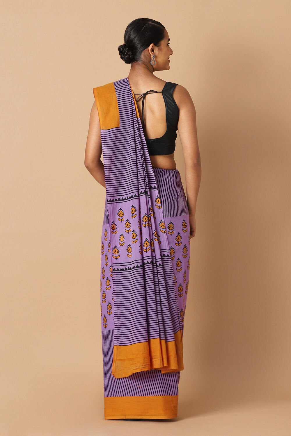 Light Pure Violet Cotton Printed Saree image number null