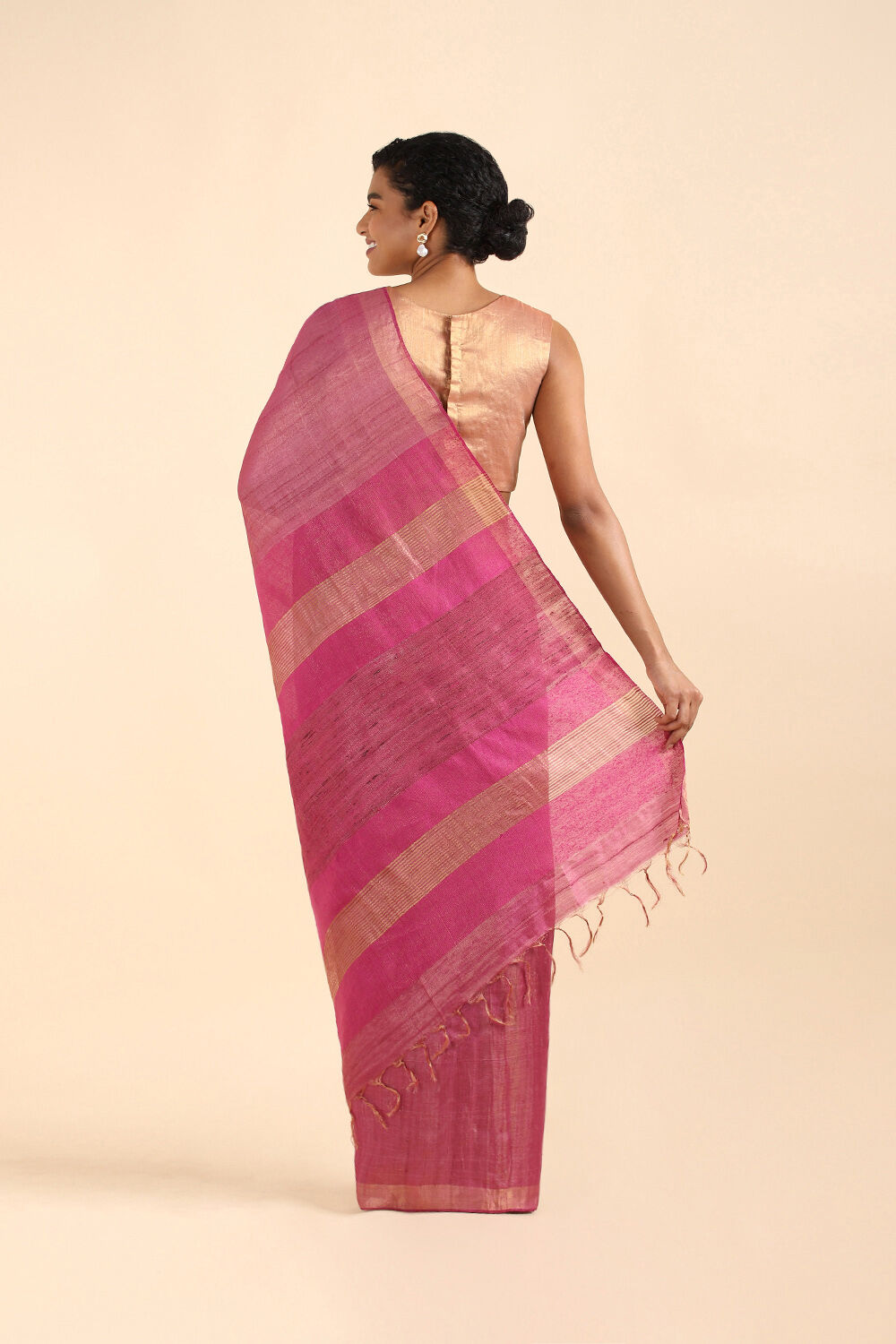 Pink Pure Tissue Tussar Bhagalpuri Saree image number null