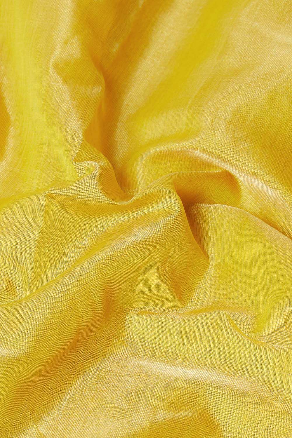 Yellow Pure Cotton Tissue Chanderi Saree image number null