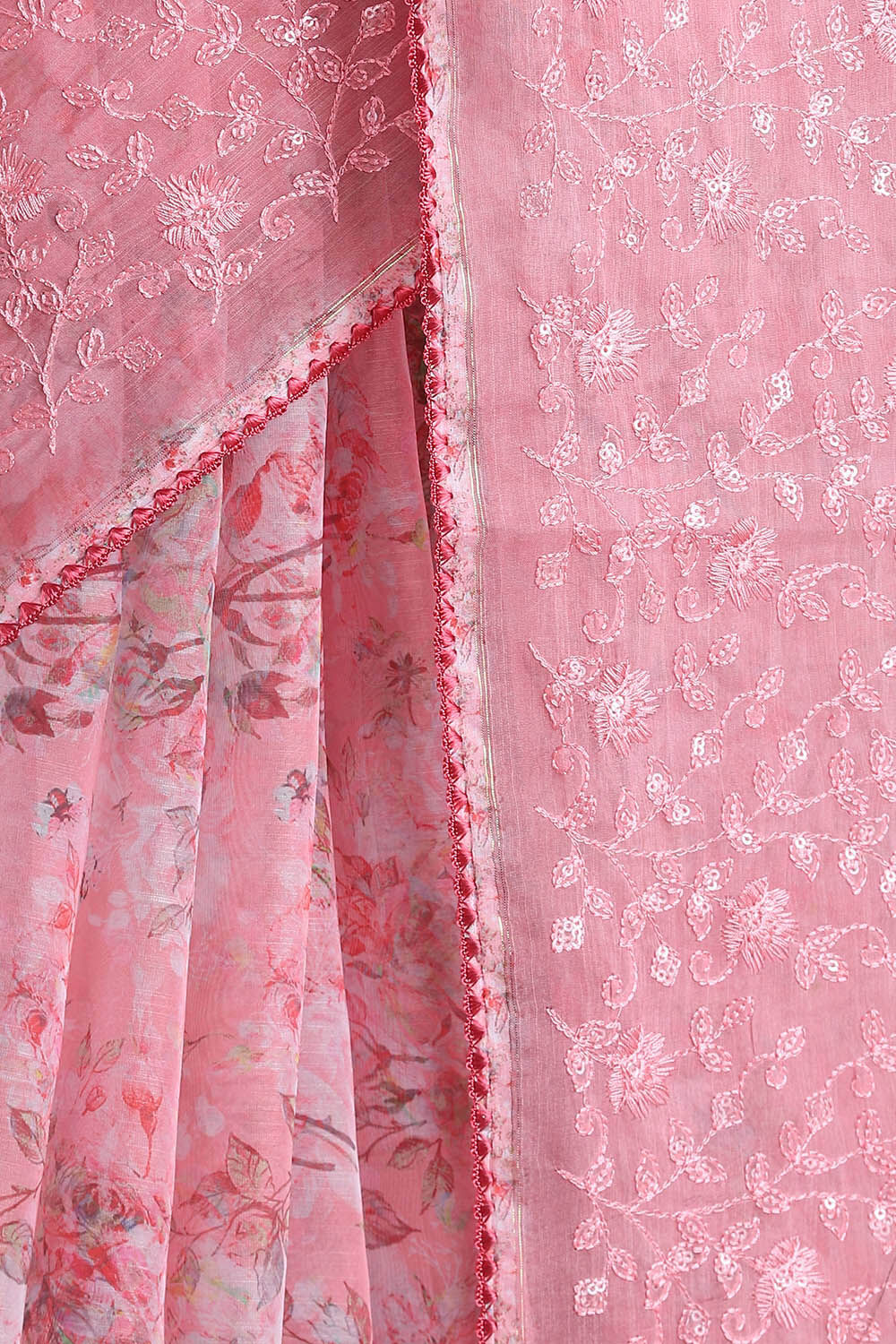 Pink Pure Embroidered Saree image number null