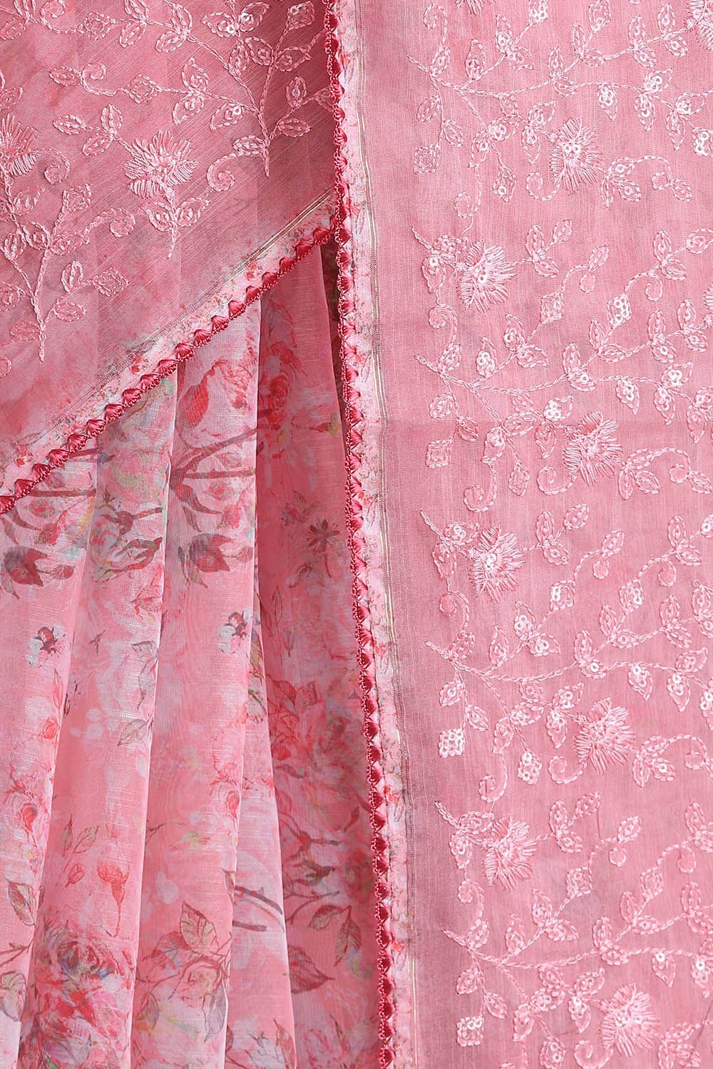 Pink Pure Embroidered Saree image number null